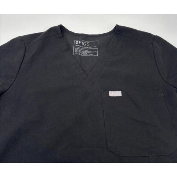 Figs Tops - FIGS Casma Technical Collection Womens XS Solid Black Short Sleeve Scrub Top